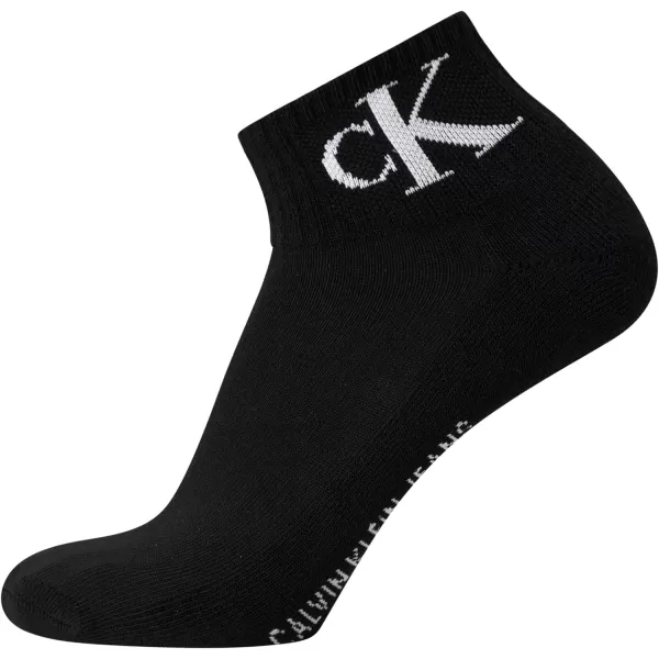 Calvin Klein Mens Socks  Athletic Cushioned Quarter Cut Ankle Socks 12 PackBlack