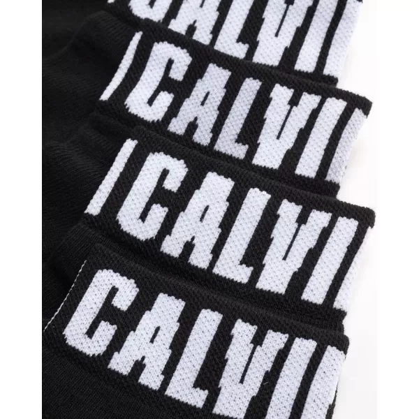 Calvin Klein Mens Socks  Athletic Cushioned Quarter Cut Ankle Socks 12 PackBlack Logo