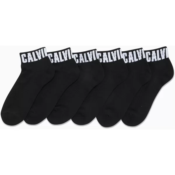 Calvin Klein Mens Socks  Athletic Cushioned Quarter Cut Ankle Socks 12 PackBlack Logo