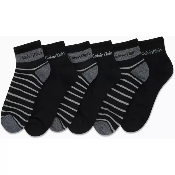 Calvin Klein Mens Socks  Athletic Cushioned Quarter Cut Ankle Socks 12 PackBlack Pattern