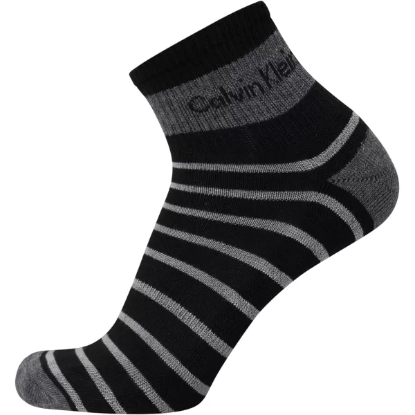 Calvin Klein Mens Socks  Athletic Cushioned Quarter Cut Ankle Socks 12 PackBlack Pattern