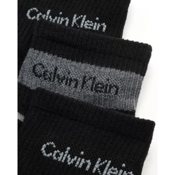 Calvin Klein Mens Socks  Athletic Cushioned Quarter Cut Ankle Socks 12 PackBlack Pattern