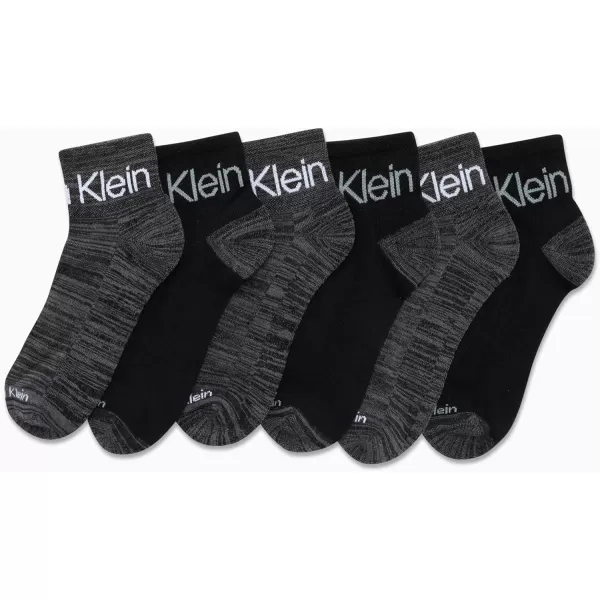 Calvin Klein Mens Socks  Athletic Cushioned Quarter Cut Ankle Socks 12 PackBlackGrey Multi