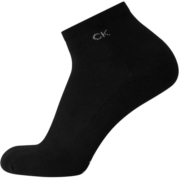 Calvin Klein Mens Socks  Athletic Cushioned Quarter Cut Ankle Socks 12 PackBlackWhite