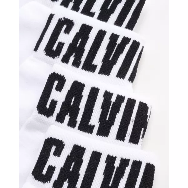 Calvin Klein Mens Socks  Athletic Cushioned Quarter Cut Ankle Socks 12 PackWhite Logo