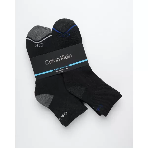 Calvin Klein Mens Socks  Athletic Cushioned Quarter Cut Socks 6 PackBlack Assorted