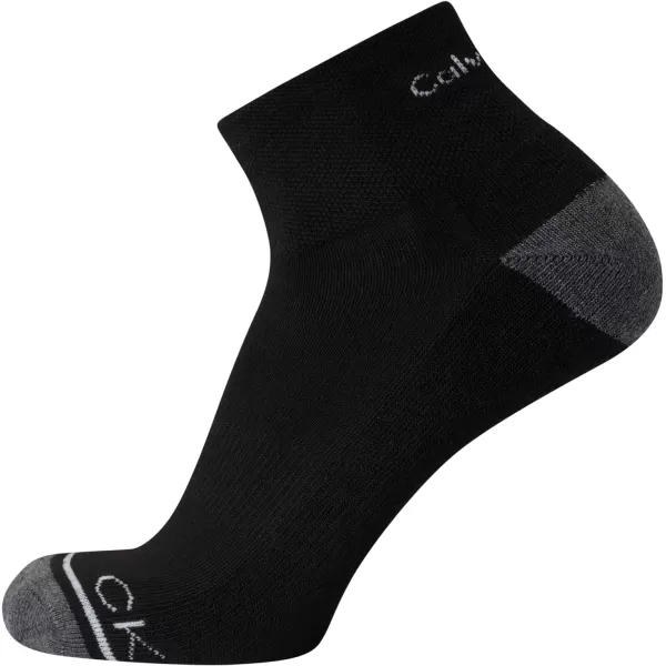 Calvin Klein Mens Socks  Athletic Cushioned Quarter Cut Socks 6 PackBlack Assorted