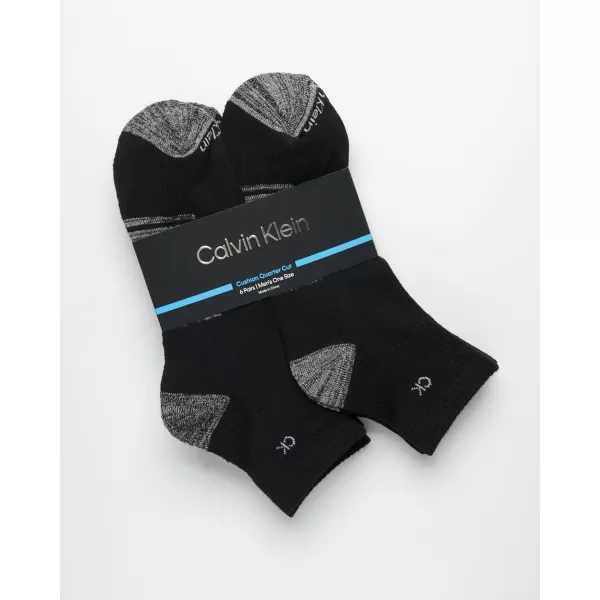 Calvin Klein Mens Socks  Athletic Cushioned Quarter Cut Socks 6 PackBlackGrey