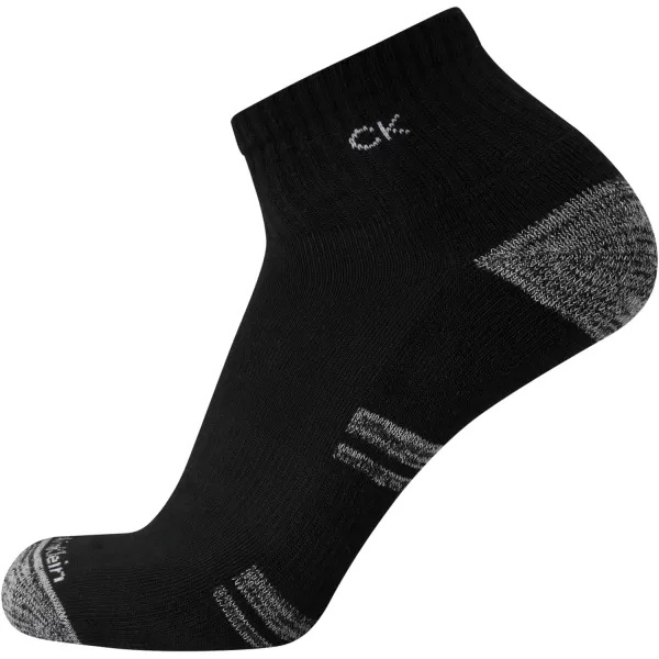 Calvin Klein Mens Socks  Athletic Cushioned Quarter Cut Socks 6 PackBlackGrey