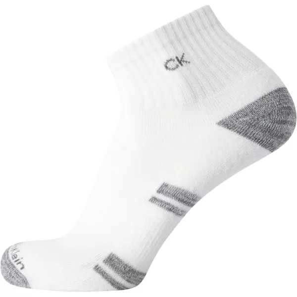 Calvin Klein Mens Socks  Athletic Cushioned Quarter Cut Socks 6 PackBlackWhiteGrey