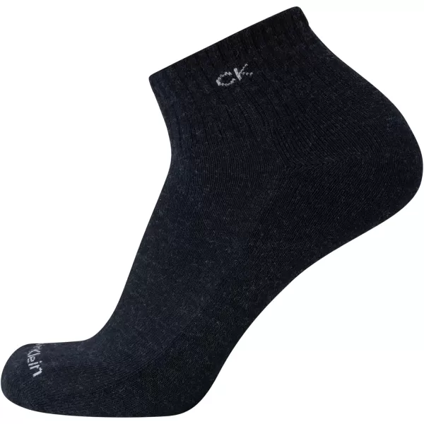 Calvin Klein Mens Socks  Athletic Cushioned Quarter Cut Socks 6 PackDark Denim Assorted