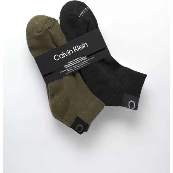 Calvin Klein Mens Socks  Athletic Cushioned Quarter Cut Socks 6 PackKalamata Assorted