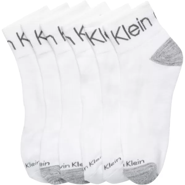 Calvin Klein Mens Socks  Athletic Cushioned Quarter Cut Socks 6 PackWhite Assorted