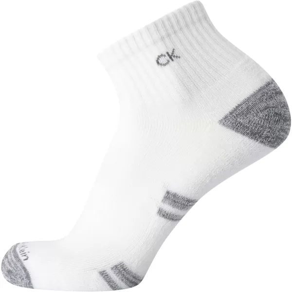 Calvin Klein Mens Socks  Athletic Cushioned Quarter Cut Socks 6 PackWhiteGrey