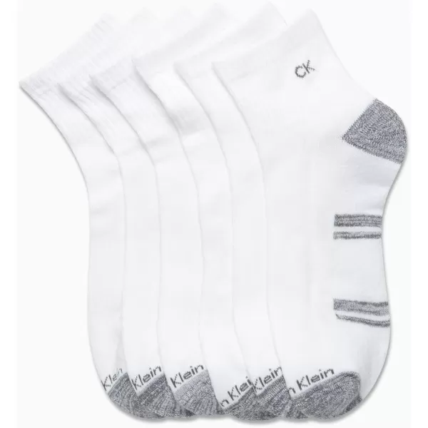 Calvin Klein Mens Socks  Athletic Cushioned Quarter Cut Socks 6 PackWhiteGrey