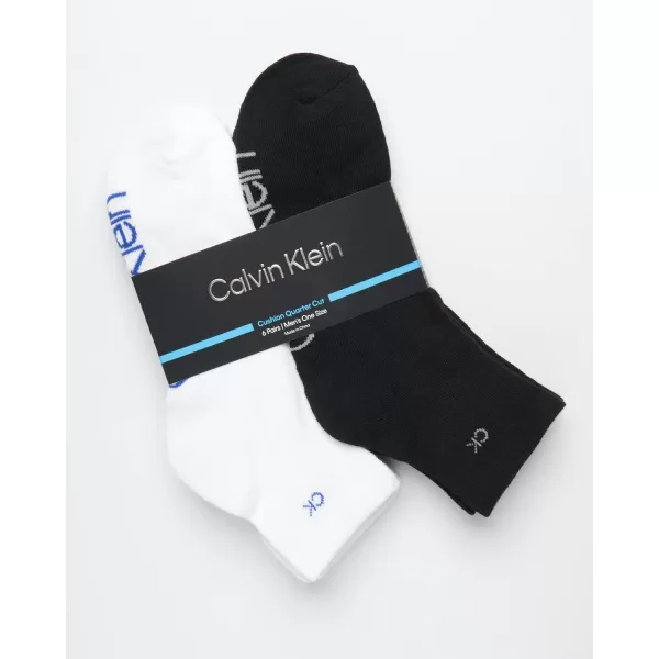 Calvin Klein Mens Socks  Cushioned Above Ankle Athletic MiniCrew Socks 6 PackBlackWhite