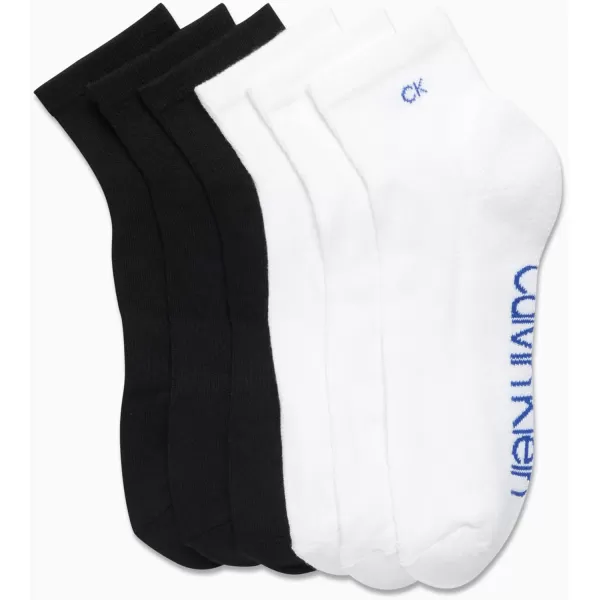 Calvin Klein Mens Socks  Cushioned Above Ankle Athletic MiniCrew Socks 6 PackBlackWhite