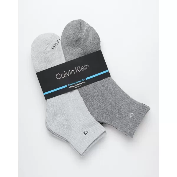Calvin Klein Mens Socks  Cushioned Above Ankle Athletic MiniCrew Socks 6 PackGrey