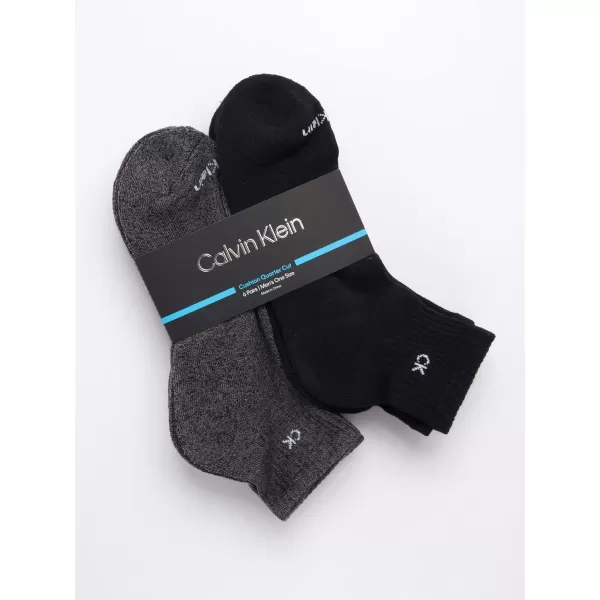 Calvin Klein Mens Socks  Cushioned Above Ankle Athletic MiniCrew Socks 6 PackGreyBlack