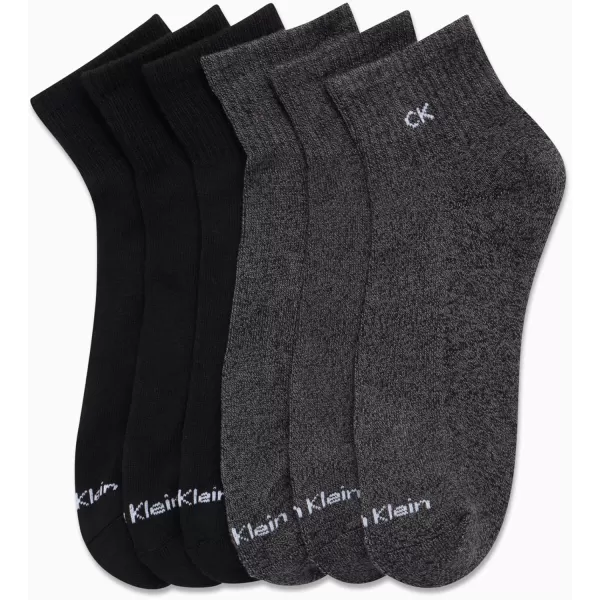 Calvin Klein Mens Socks  Cushioned Above Ankle Athletic MiniCrew Socks 6 PackGreyBlack