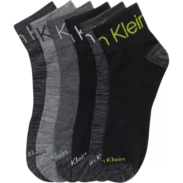 Calvin Klein Mens Socks  Cushioned Above Ankle Athletic MiniCrew Socks 6 PackGreyBlack Assorted