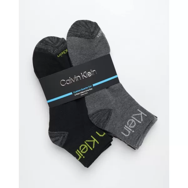 Calvin Klein Mens Socks  Cushioned Above Ankle Athletic MiniCrew Socks 6 PackGreyBlack Assorted