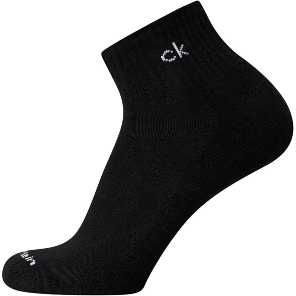 Calvin Klein Mens Socks  Cushioned Above Ankle Athletic MiniCrew Socks 6 PackSolid Black