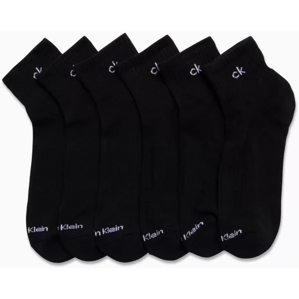 Calvin Klein Mens Socks  Cushioned Above Ankle Athletic MiniCrew Socks 6 PackSolid Black