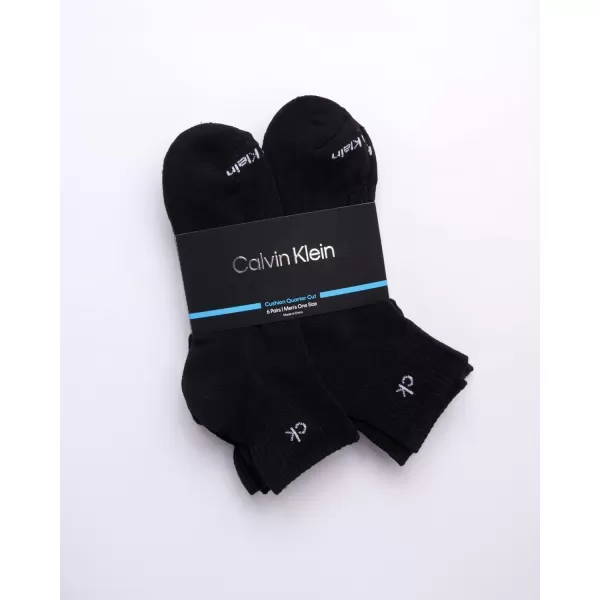 Calvin Klein Mens Socks  Cushioned Above Ankle Athletic MiniCrew Socks 6 PackSolid Black