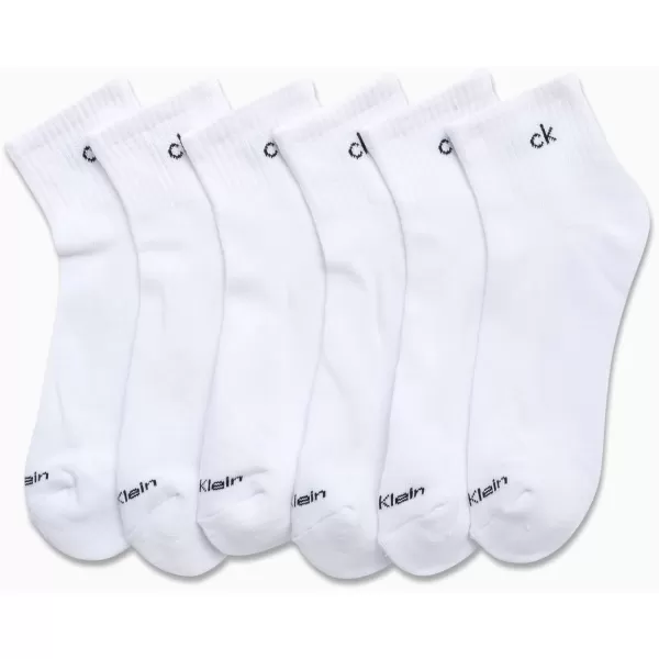 Calvin Klein Mens Socks  Cushioned Above Ankle Athletic MiniCrew Socks 6 PackWhite