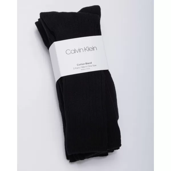 Calvin Klein Mens Socks  Lightweight Cotton Blend Crew Socks 3 PackBlack