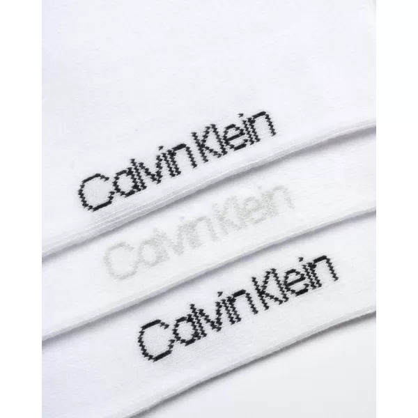 Calvin Klein Mens Socks  Lightweight Cotton Blend Crew Socks 3 PackWhite Stripe