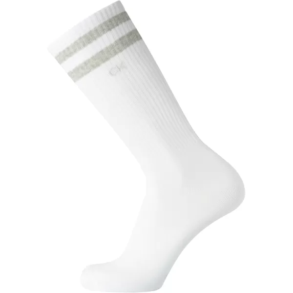 Calvin Klein Mens Socks  Lightweight Cotton Blend Crew Socks 3 PackWhite Stripe