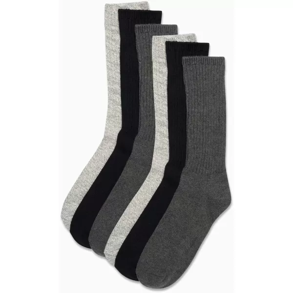 Calvin Klein Mens Socks  Lightweight Cotton Blend Crew Socks 6 PackCharcoal