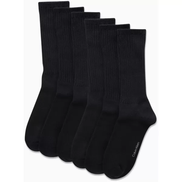 Calvin Klein Mens Socks  Lightweight Cotton Blend Crew Socks 6 PackNavy