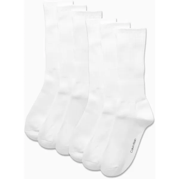 Calvin Klein Mens Socks  Lightweight Cotton Blend Crew Socks 6 PackWhite