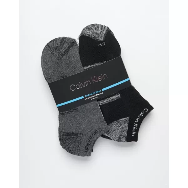 Calvin Klein Mens Socks  Lightweight No Show Ankle Socks 6 PackGreyWhiteBlack