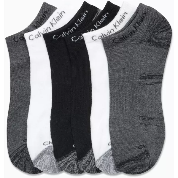 Calvin Klein Mens Socks  Lightweight No Show Ankle Socks 6 PackGreyWhiteBlack