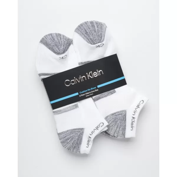 Calvin Klein Mens Socks  Lightweight No Show Ankle Socks 6 PackWhite Assorted