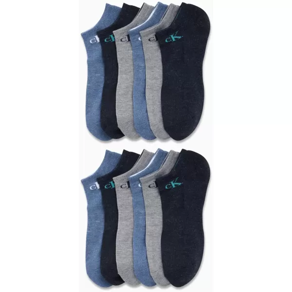 Calvin Klein Mens Socks  Lightweight No Show Socks 12 PackBlue Assorted