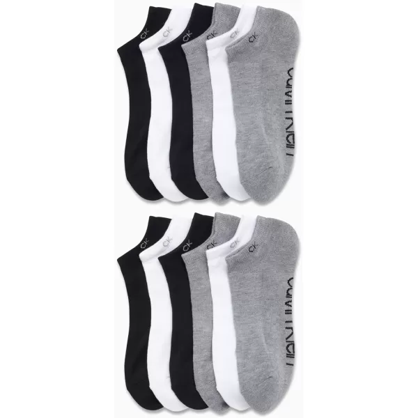 Calvin Klein Mens Socks  Lightweight No Show Socks 12 PackGreyBlackWhite