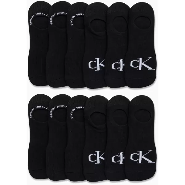 Calvin Klein Mens Socks  Low Cut Ankle Socks 12 PackBlack Logo