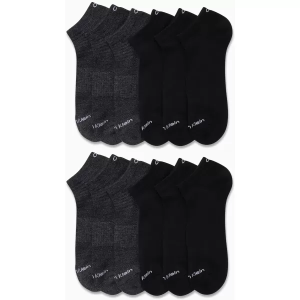 Calvin Klein Mens Socks  Low Cut Ankle Socks 12 PackBlackGrey