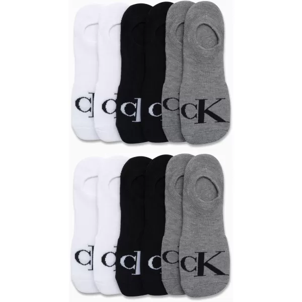 Calvin Klein Mens Socks  Low Cut Ankle Socks 12 PackGreyWhiteBlack
