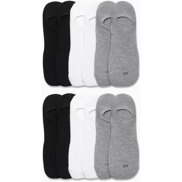 Calvin Klein Mens Socks  Low Cut Ankle Socks 12 PackWhiteGreyBlack