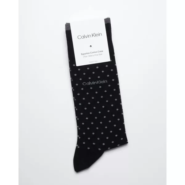 Calvin Klein Mens Socks  Luxury Cotton Blend Dress Socks 1 PairBlack Pin Dot