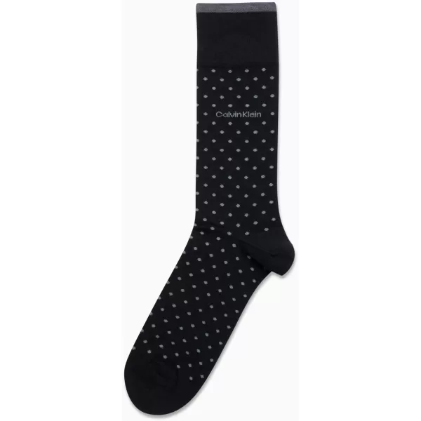 Calvin Klein Mens Socks  Luxury Cotton Blend Dress Socks 1 PairBlack Pin Dot