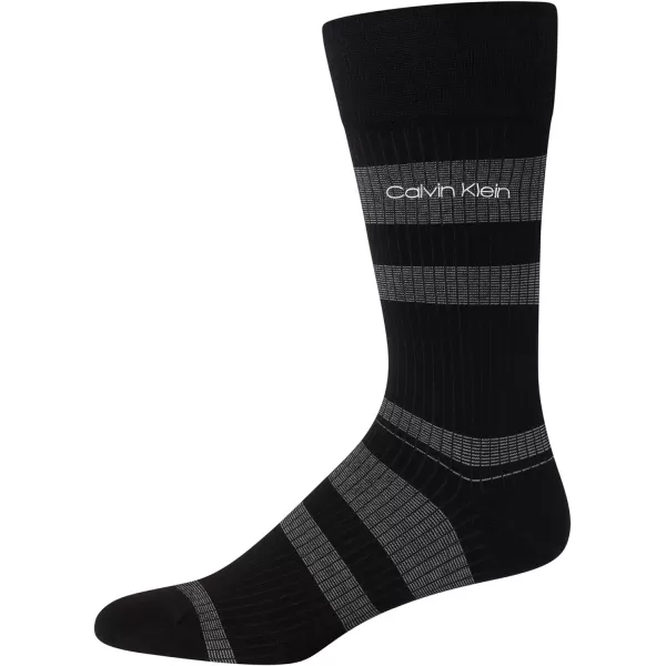 Calvin Klein Mens Socks  Luxury Cotton Blend Dress Socks 1 PairBlack Stripe