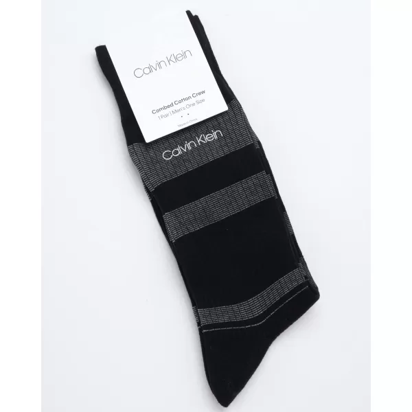 Calvin Klein Mens Socks  Luxury Cotton Blend Dress Socks 1 PairBlack Stripe