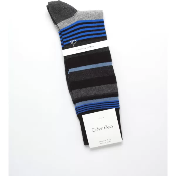 Calvin Klein Mens Socks  Luxury Cotton Blend Dress Socks 1 PairBlackBlue Stripe